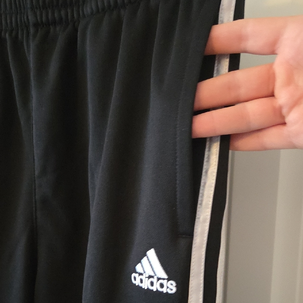 Adidas Kids Black Joggers with White Stripes - Picture 4 of 6